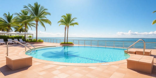 Relaxing spa pool with palm trees at Clearwater Beach.